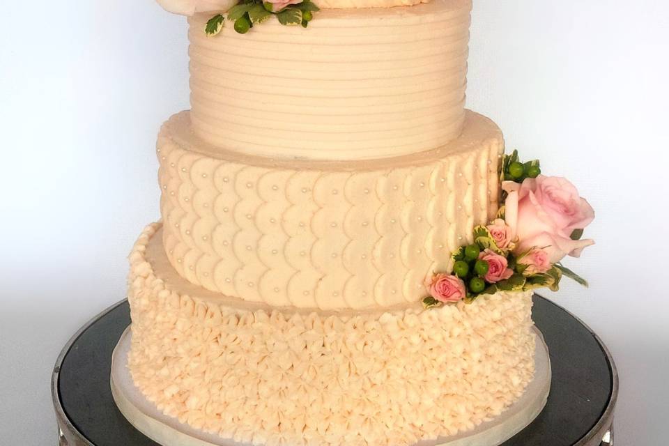 Rose Petal Cascade wedding cake