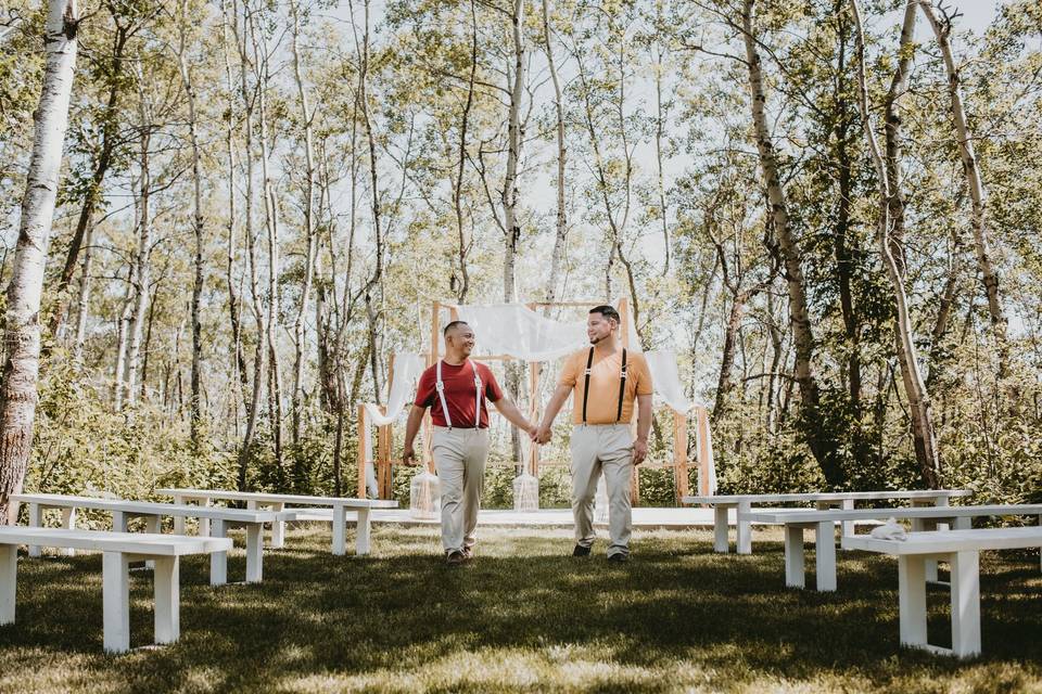 Grooms Walk Down Aisle