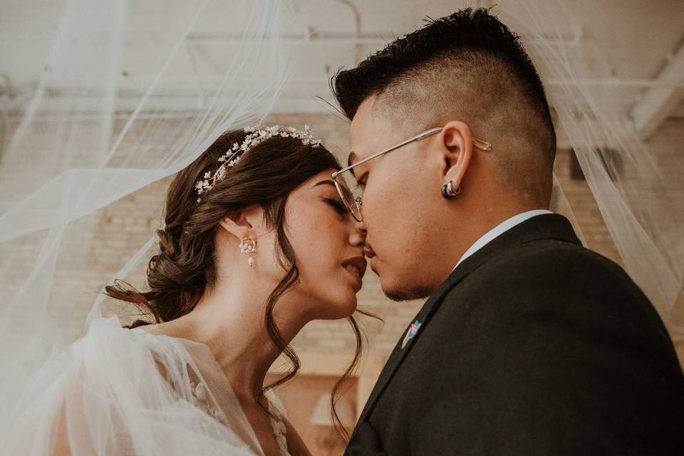 Close up of Bride and Groom