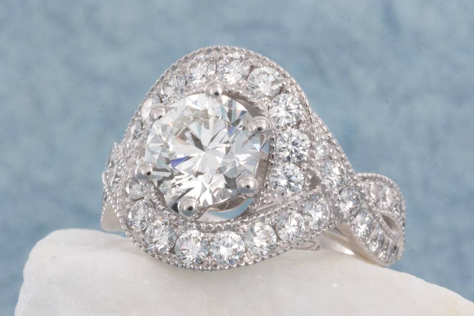 Lover's Knot Diamond Halo Ring