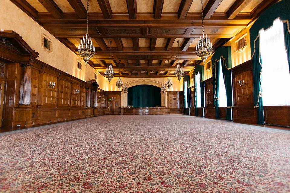 Wood-paneled Concert Ballroom