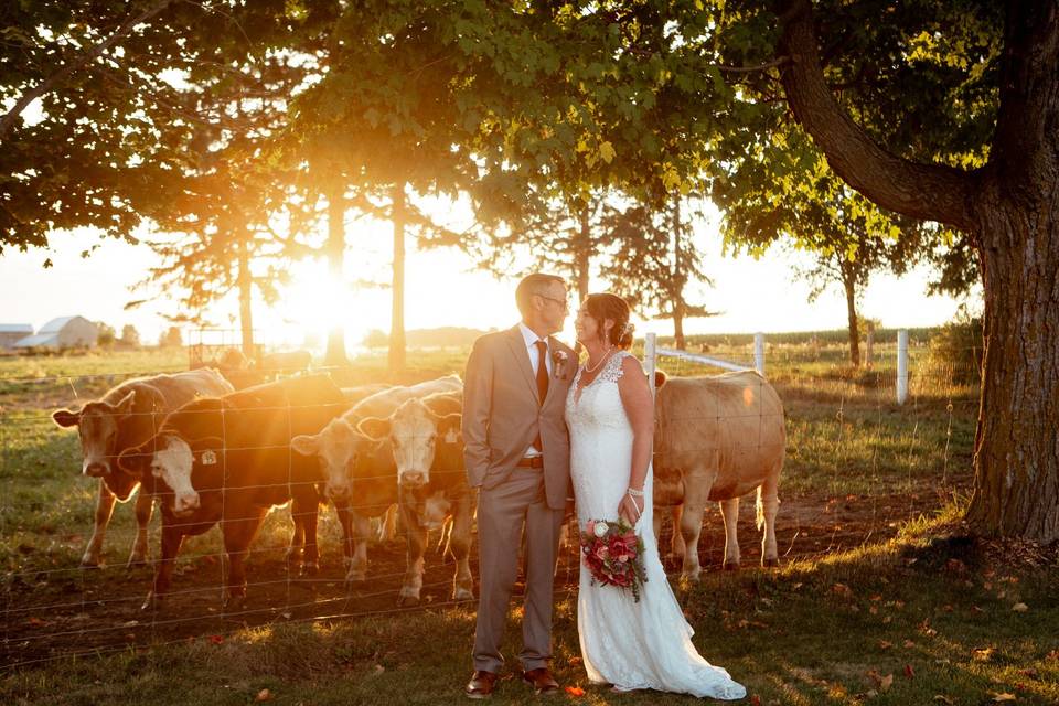 Bride and Groom Sunset