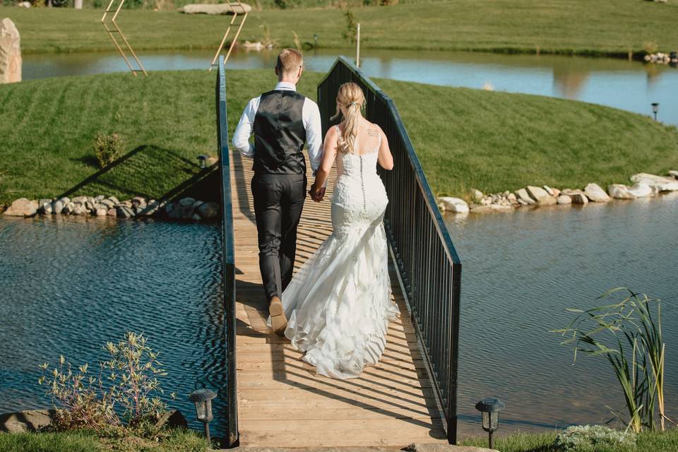 Bride and Groom on Bridge