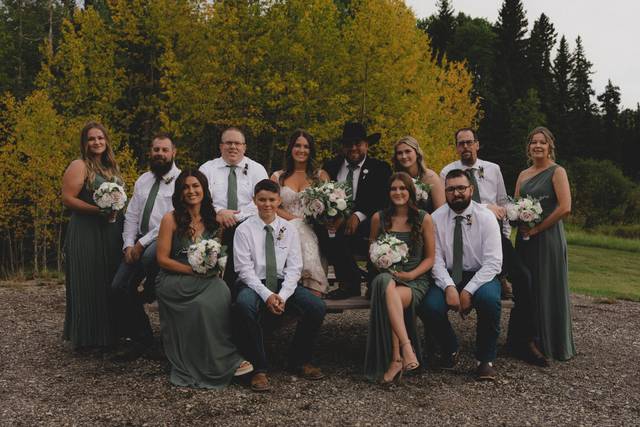 Bridal Party on a picnic table