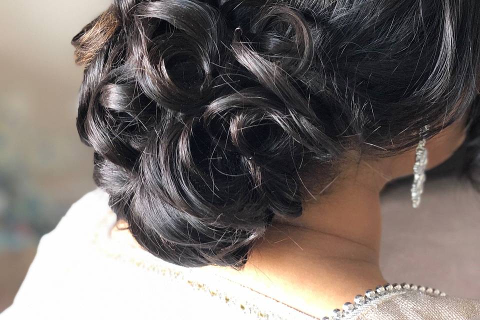 Soft curl updo