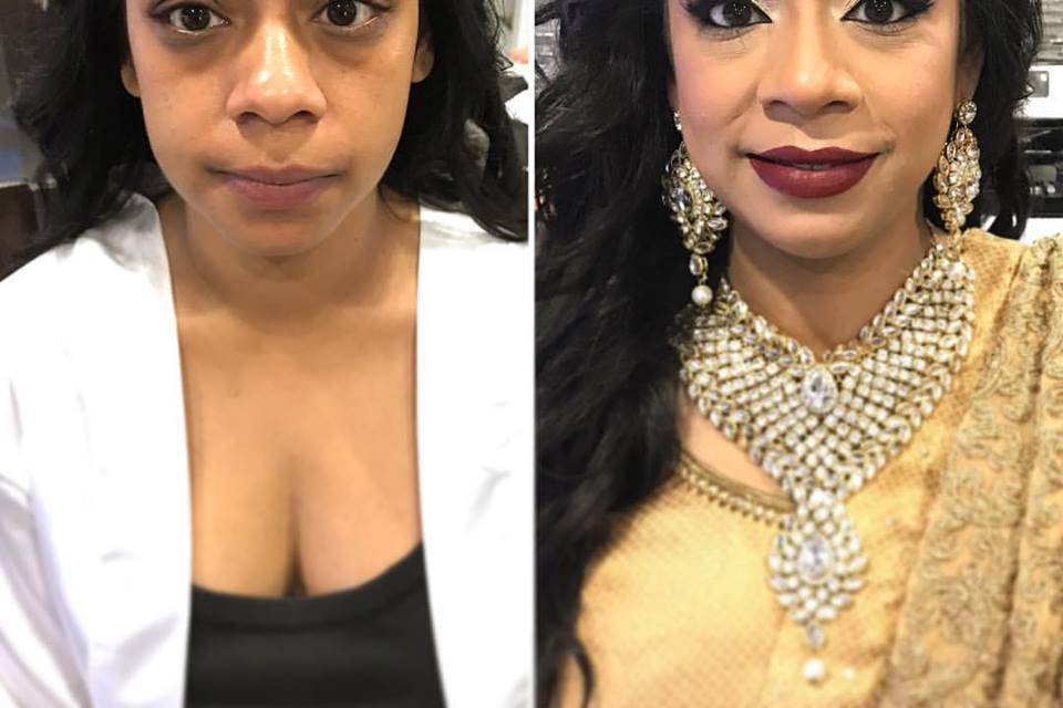 Bold Lip Makeup Before and After