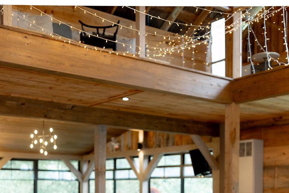 Reception inside the barn