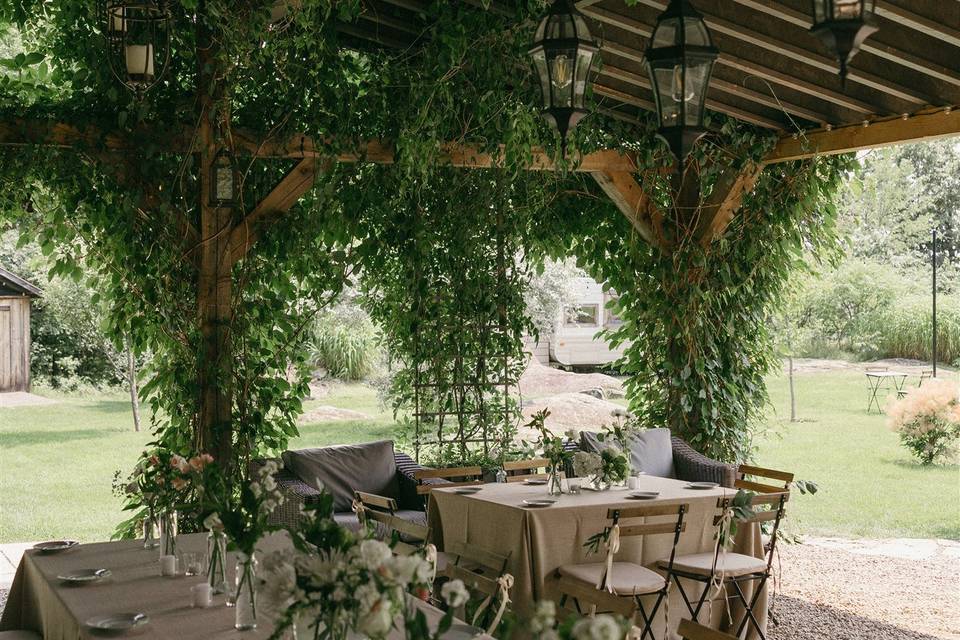 Under the pergola