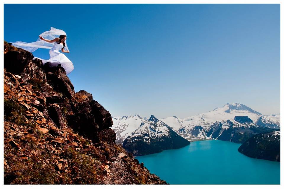 BRIDE ON CLIFF GARIBALDI LAKE