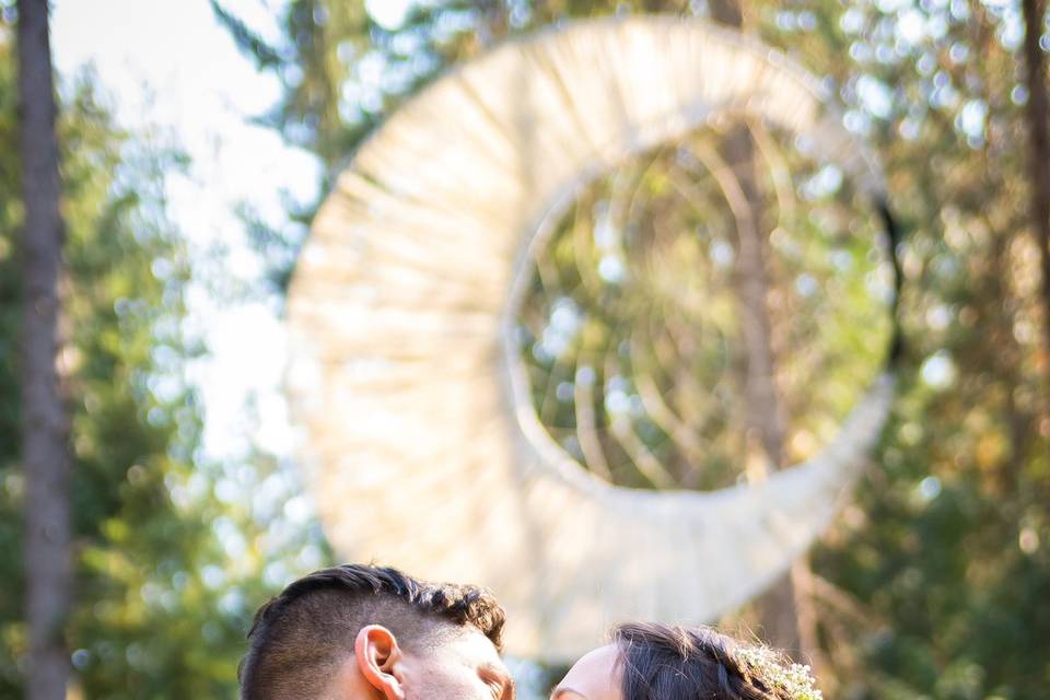 Cute kiss under the moon