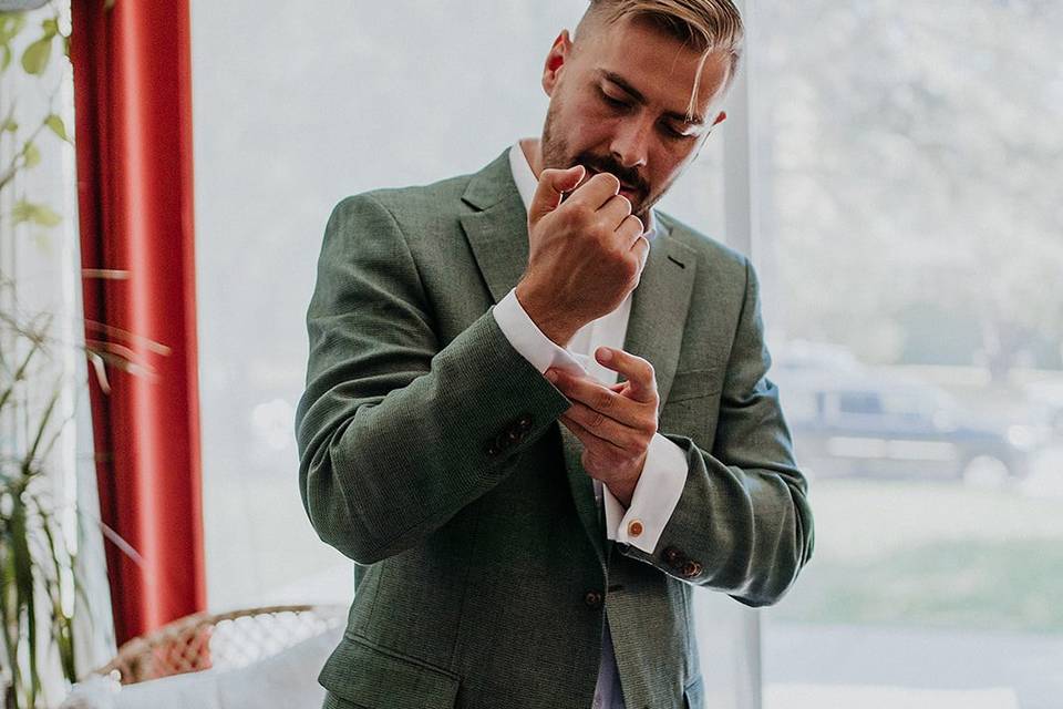 Groom getting ready