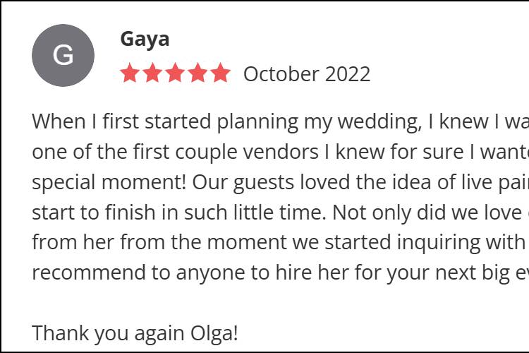 Review Live Wedding Painter