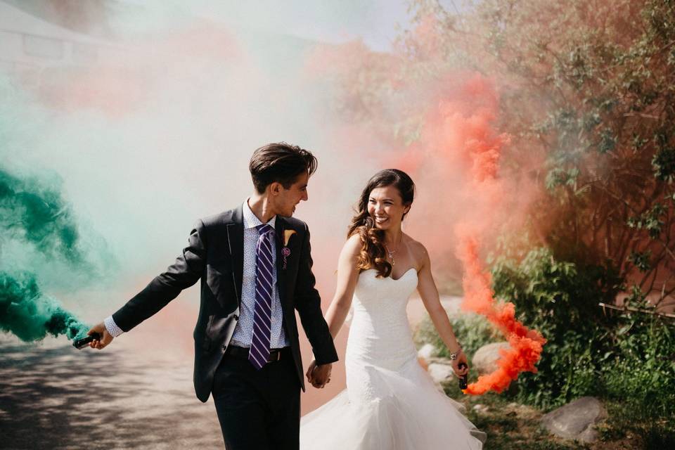 Colourful wedding photo
