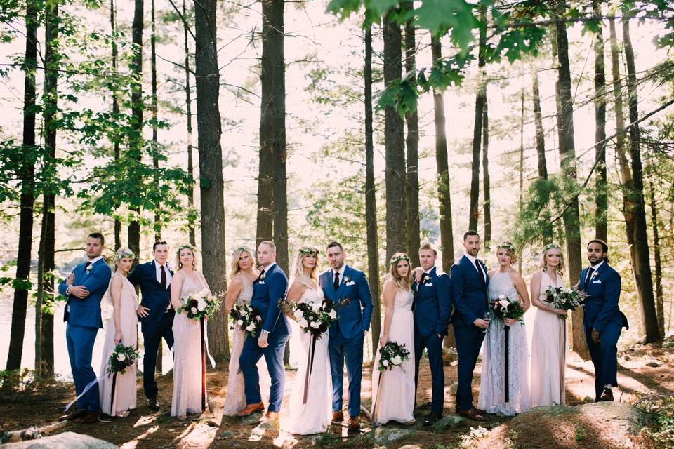 Wedding party in the forest