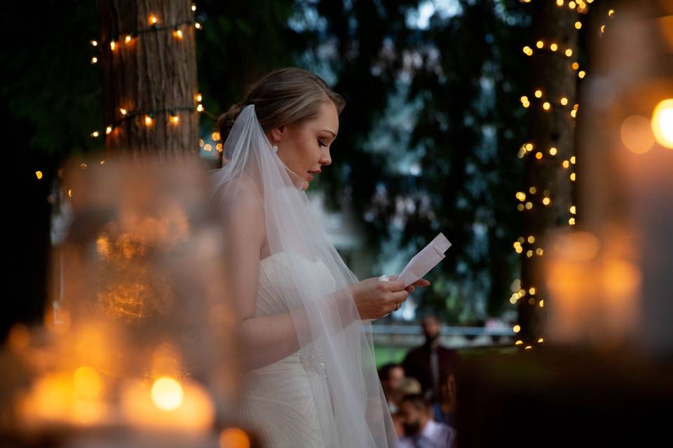 Bride reading her vows