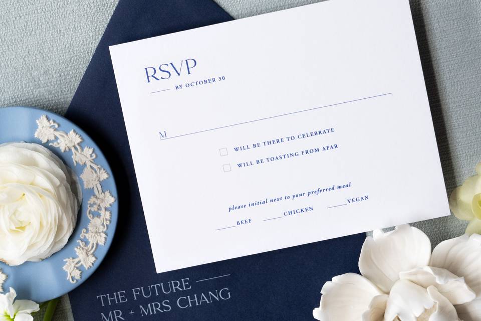 RSVP blue ink on white