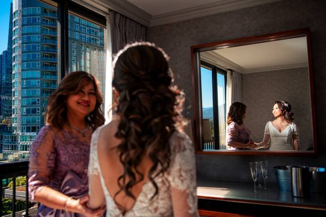 Bride and Mother getting ready