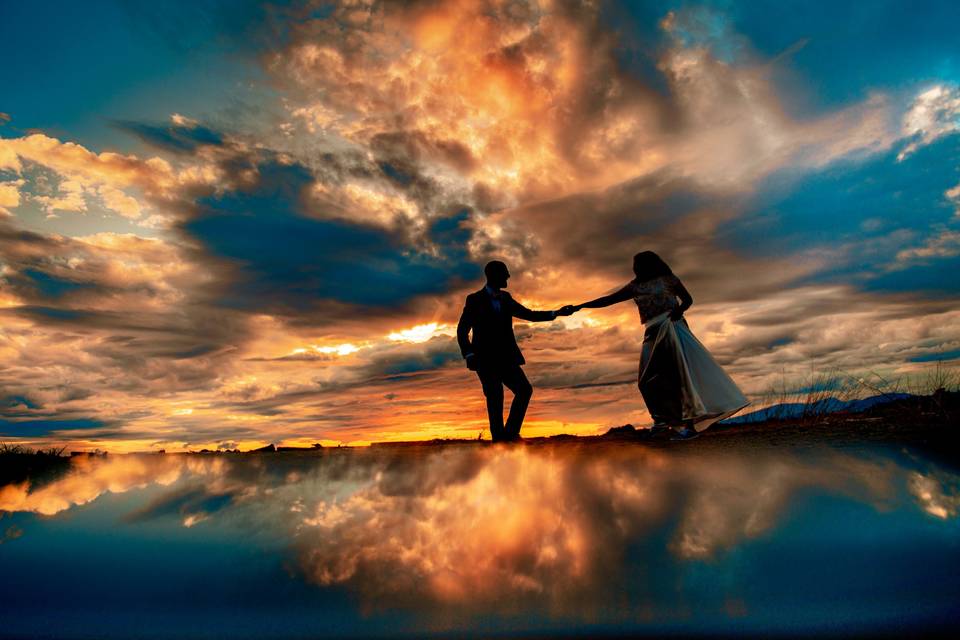 Dancing at sunset