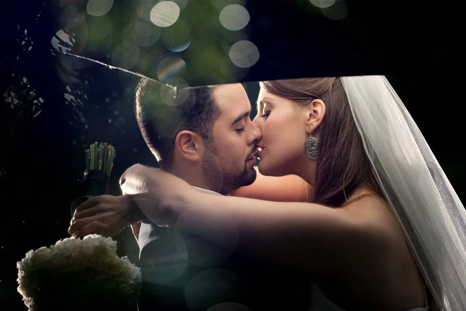 Romantic rain portrait