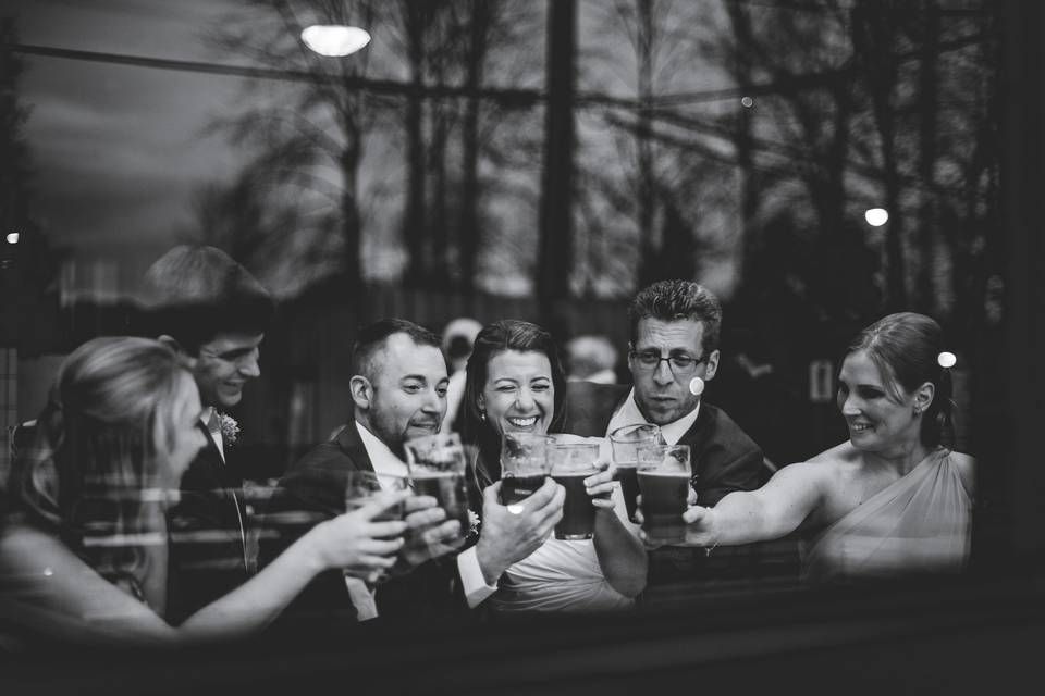 Wedding party, brewery