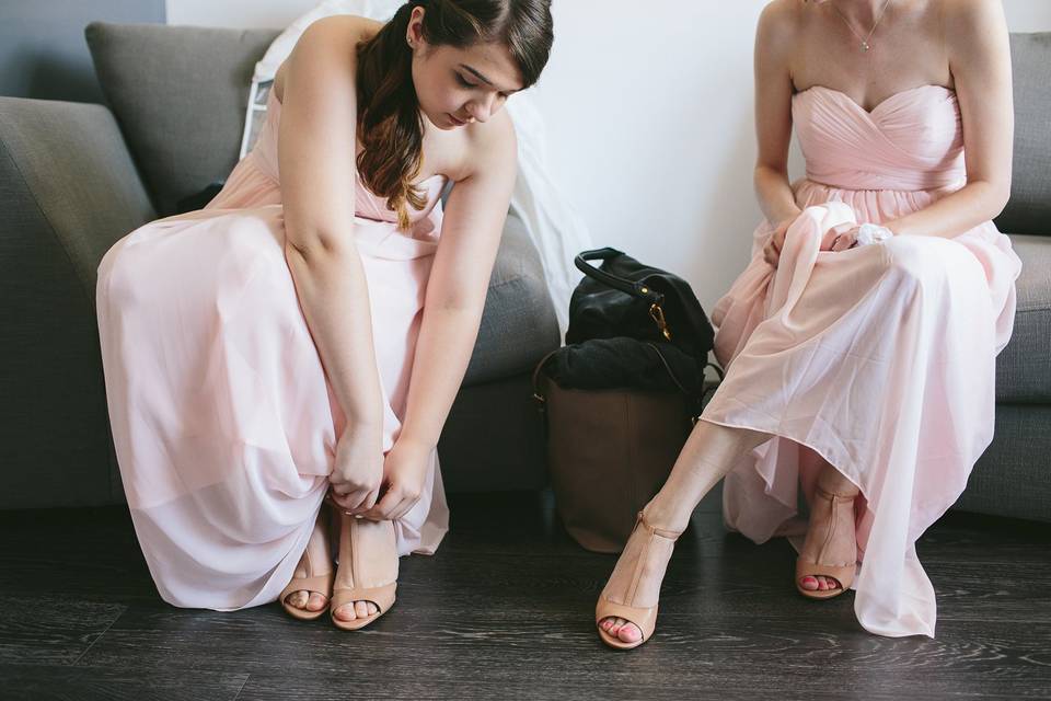 Bridesmaids getting ready