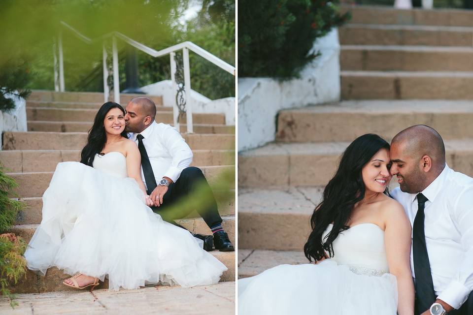 Bride & Groom sunset steps