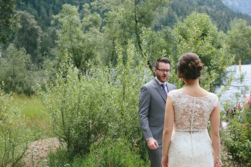 Whonnock lake wedding portrait