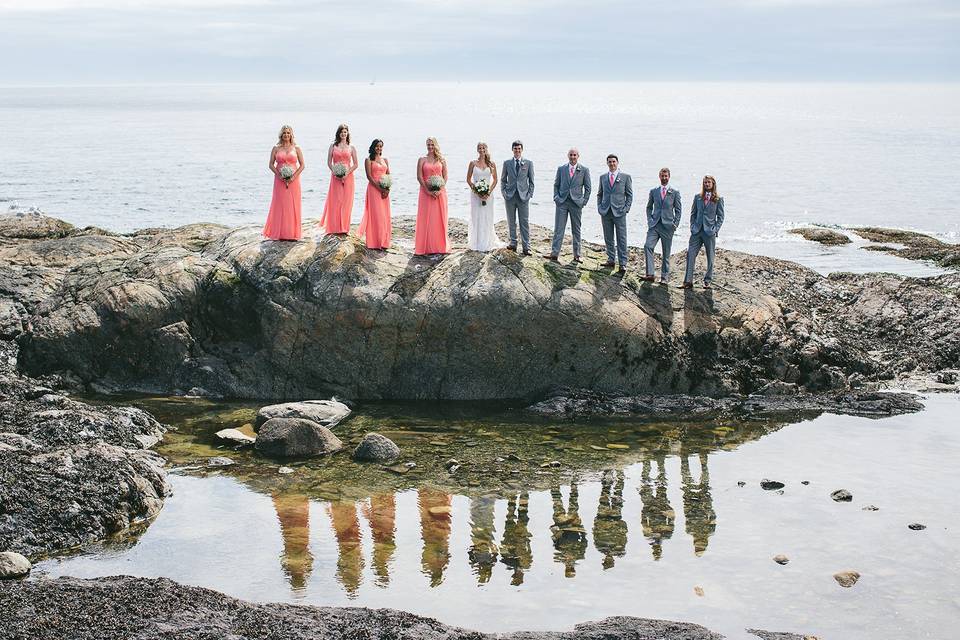 Beach wedding party