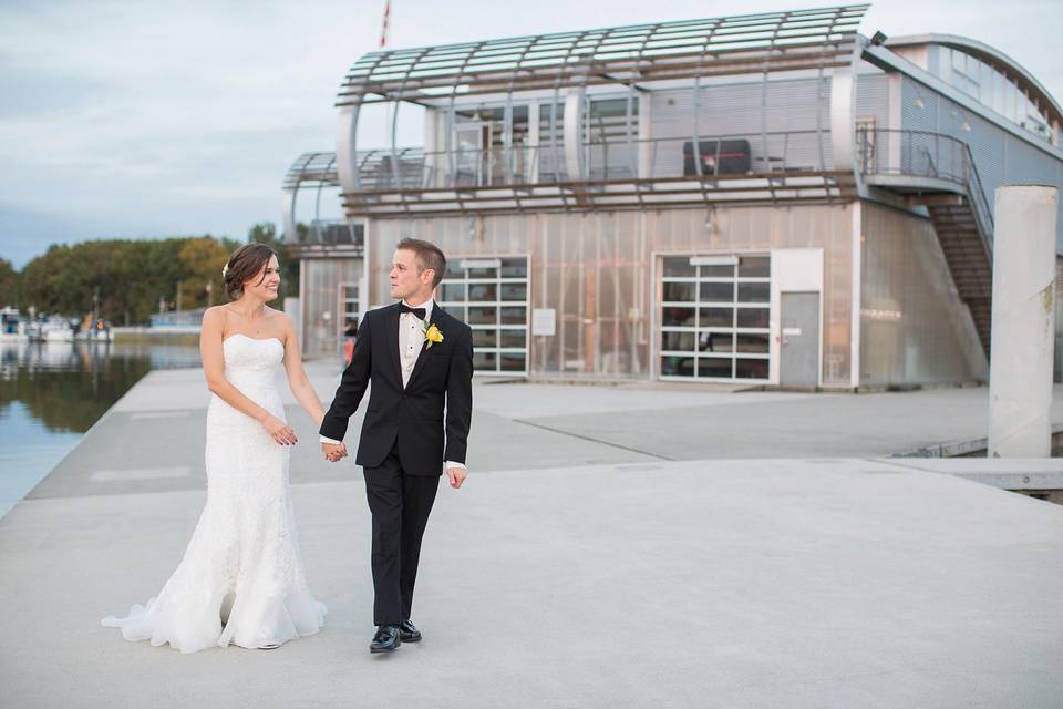 UBC Boathouse bride & groom