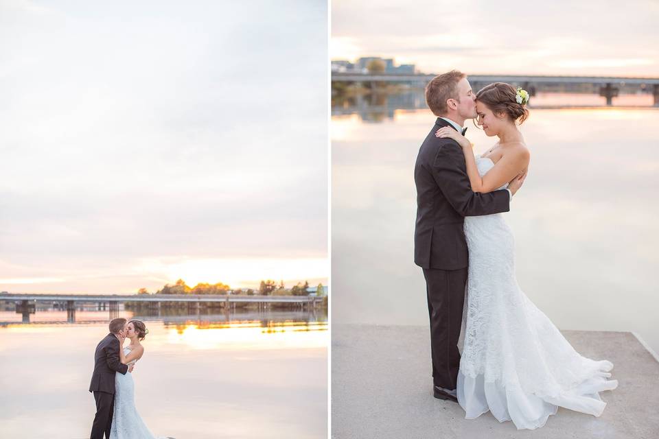 Sunset bride & groom