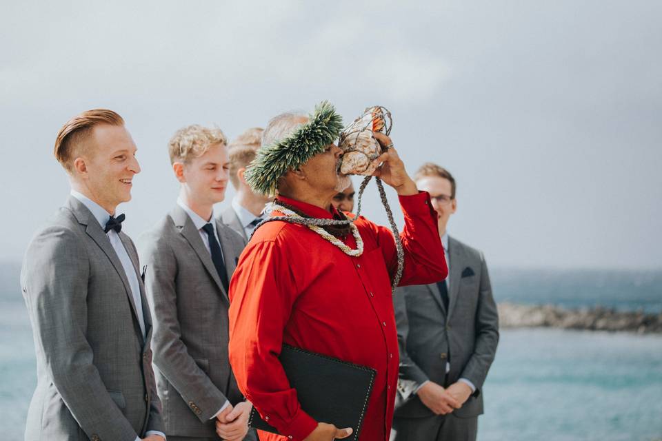 Beach wedding.