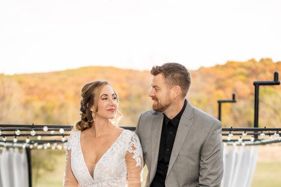 Newlyweds stomp grapes