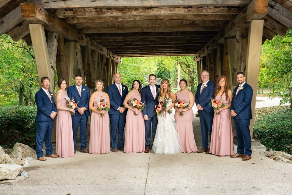 Pink and blue wedding party