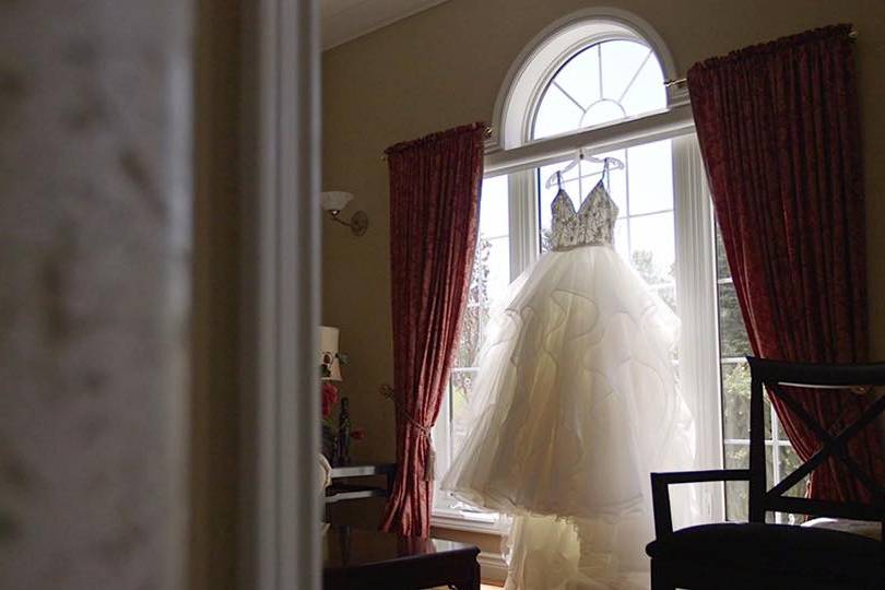 Wedding dress by the window