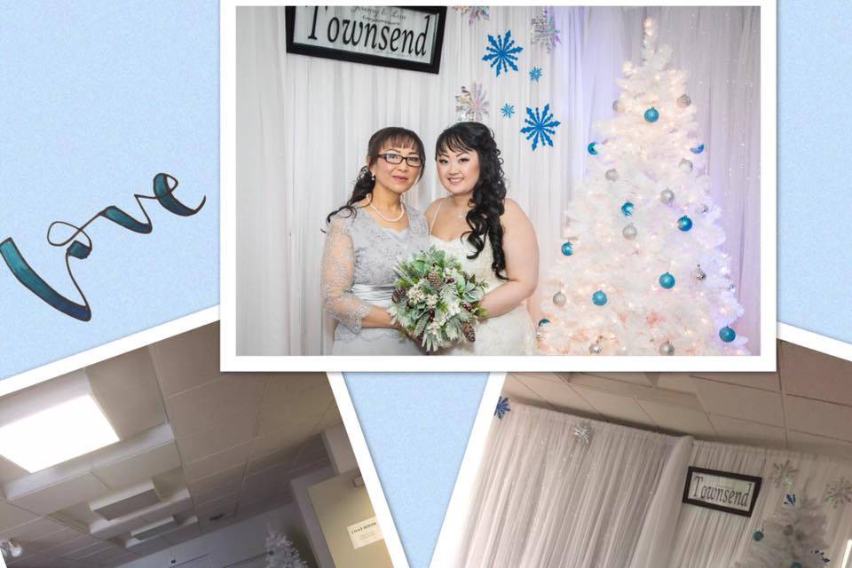 Winter wedding before & after