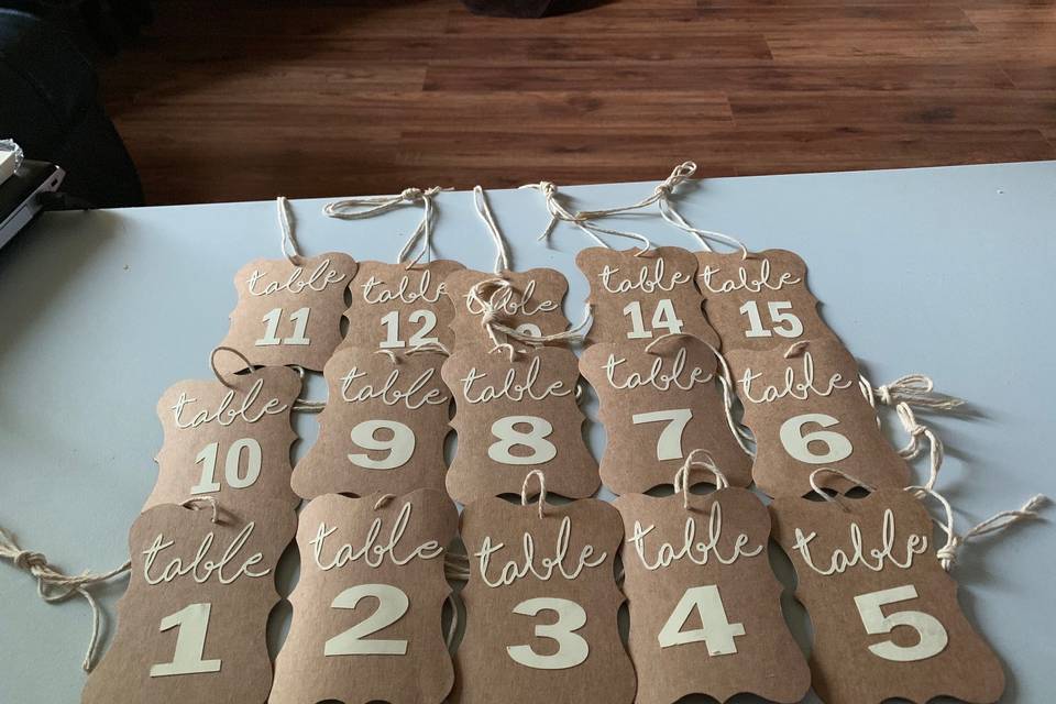 DIY table numbers