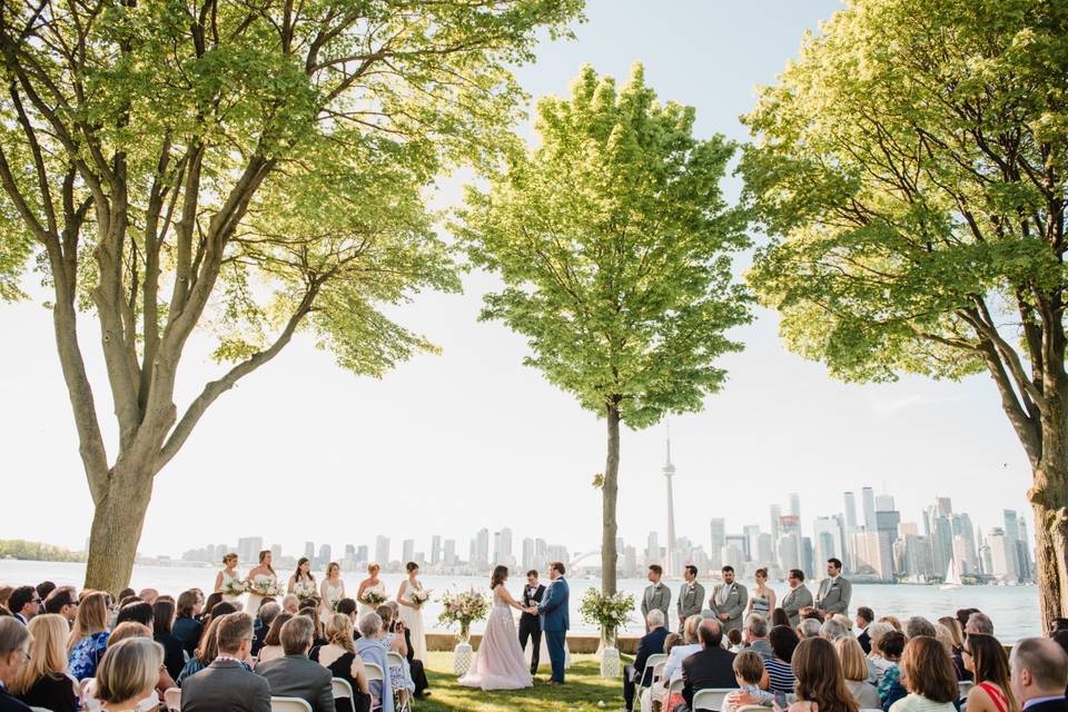 Island wedding with a view