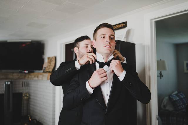 Groom getting ready
