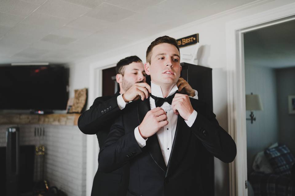Groom getting ready