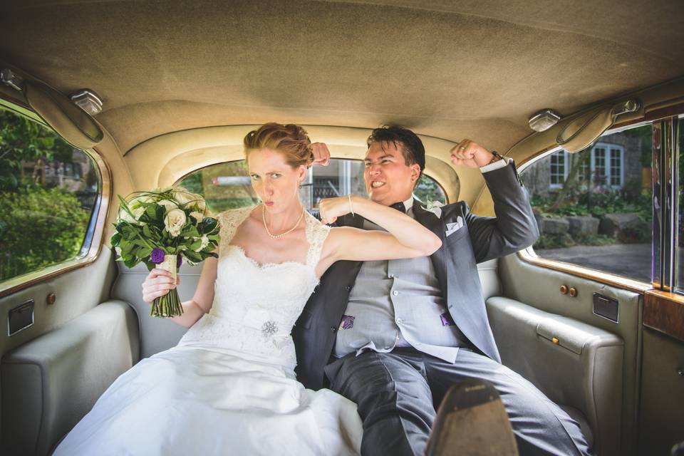 Couple in old car