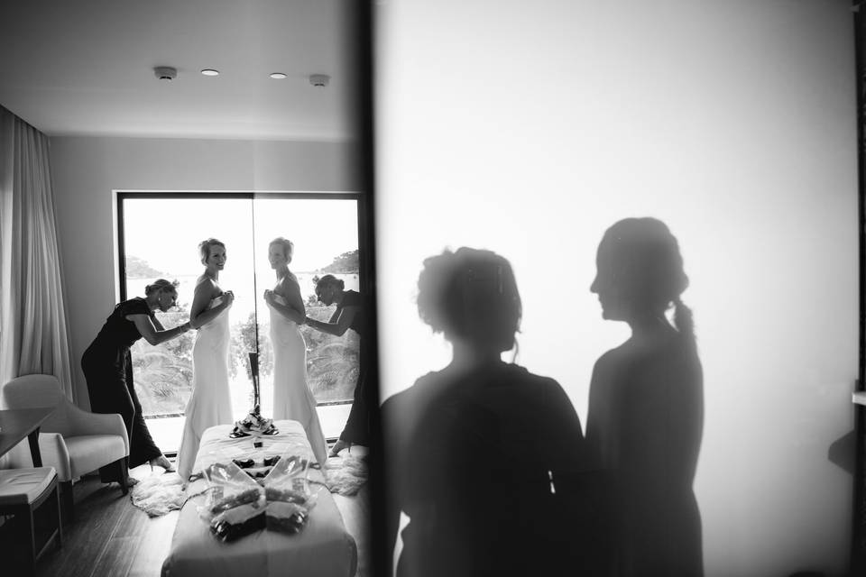 Bride getting ready