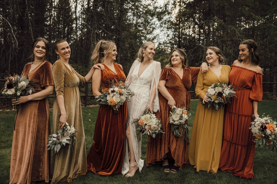 Bridal party in woods