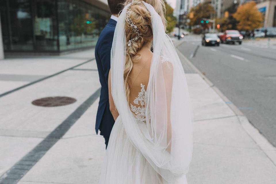 Bridal Braid with veil