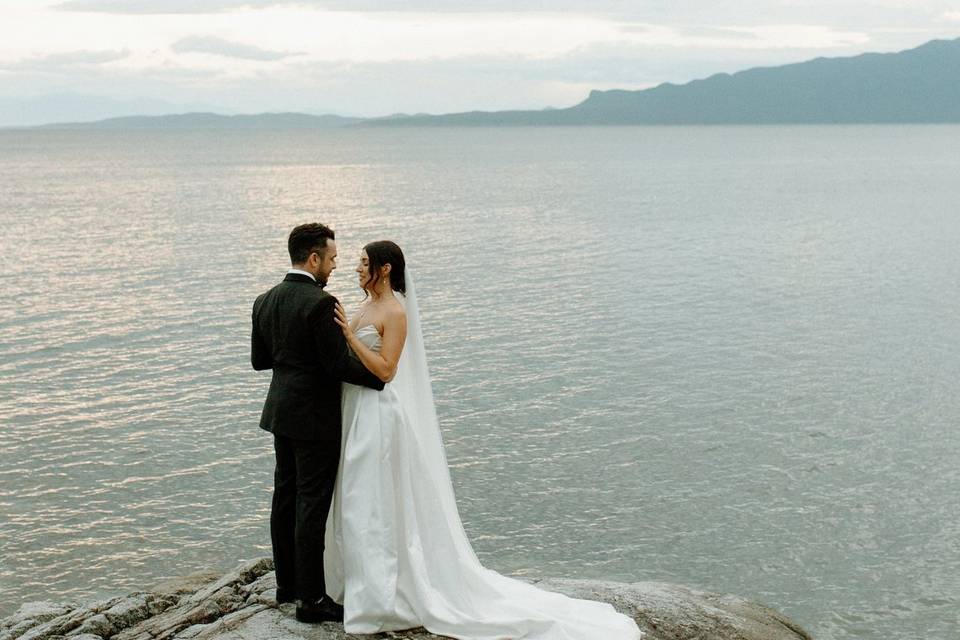 Bride and Groom with the view