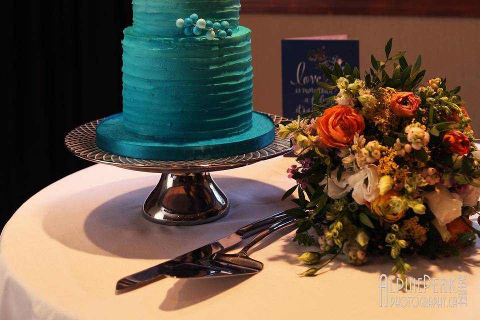 Teal Ombre Wedding Cake Banff