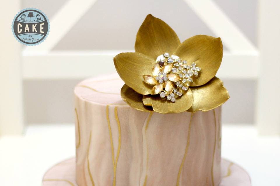 Marble Gold Jewel Wedding Cake