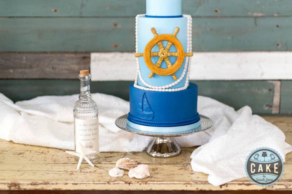 Nautical Pearls Wedding Cake