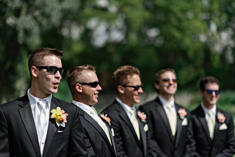 Groom watching his bride