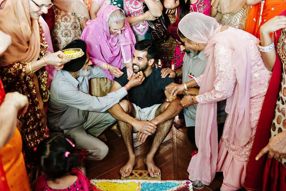 Bride sharing a laugh