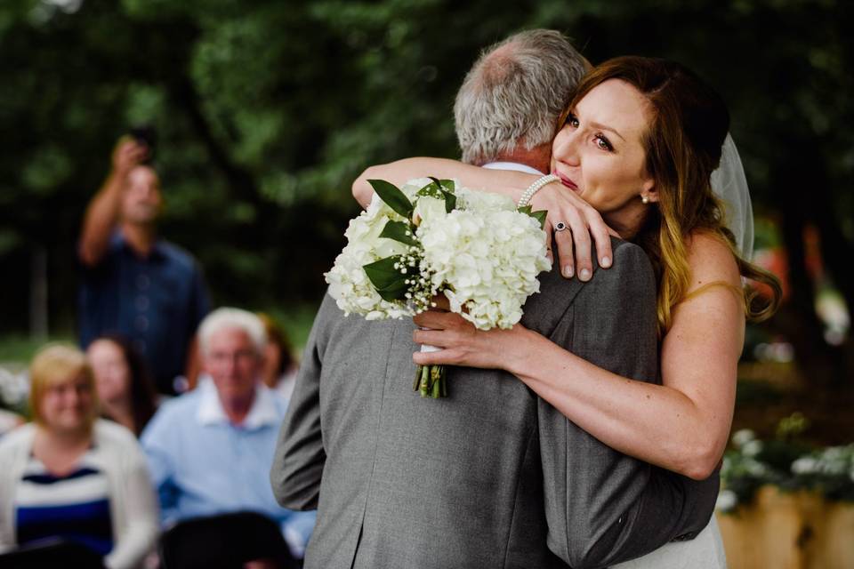 Father bride hug